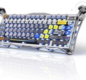 GravaStar Mercury K1 Pro Wireless Mechanical Gaming Keyboard, 75% Layout RGB Custom Keyboard, Hot-Swappable Linear Switches – Aluminum Alloy, Interstellar Silver Brushed Metal Look