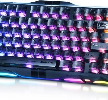 GravaStar Mercury V75 HE Keyboard, 75% Hall‑Effect Magnetic Switch Gaming Keyboard, 8000 Hz Polling, 0.005RT, Wired USB-C, RGB Backlit, Adjustable Actuation, Semi‑Aluminum Chassis-Stealth Black